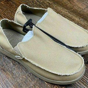 Mens Crocs Original Santa Cruz Loafers Canvas Slip On Shoes Khaki NWT